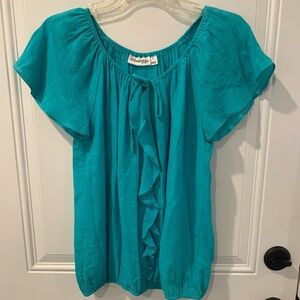 St John’s Bay Turquoise Ruffle Blouse